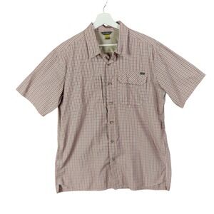 Eddie Bauer Men Large Travex Vented Plaid Short Sleeve Pockets Outdoor Shirt Top